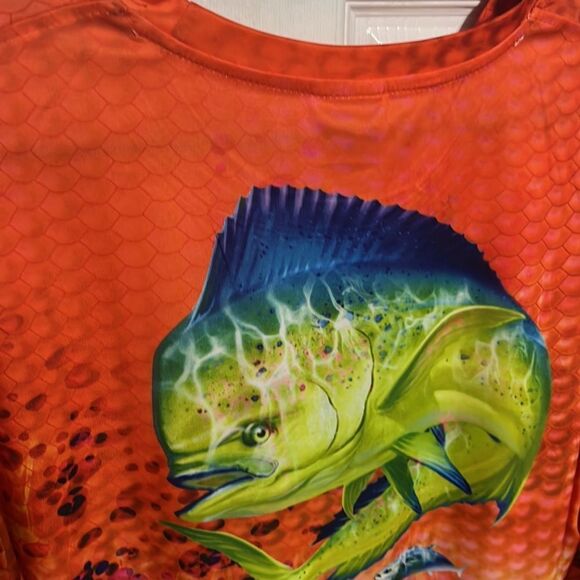 🔥🔥 SPICY TUNA All Over Print Performance Polyester Shirt - EXCELLENT - Sz 2XL - Picture 6 of 9